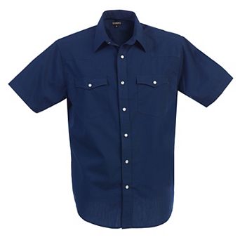 Gioberti Men's Casual Western Solid Short Sleeve Shirt With Pearl Snaps
