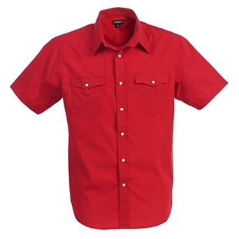 Gioberti Men's Casual Western Solid Short Sleeve Shirt With Pearl Snaps