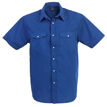 Gioberti Men's Casual Western Solid Short Sleeve Shirt With Pearl Snaps
