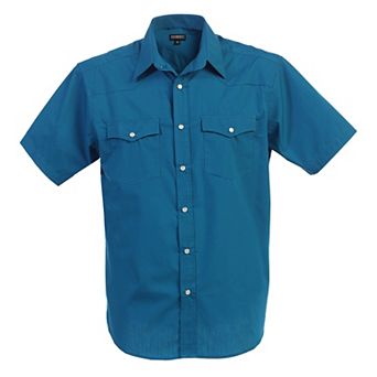 Gioberti Men's Casual Western Solid Short Sleeve Shirt With Pearl Snaps