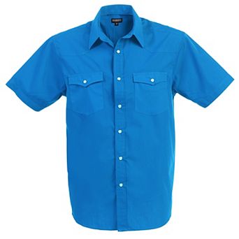 Gioberti Men's Casual Western Solid Short Sleeve Shirt With Pearl Snaps