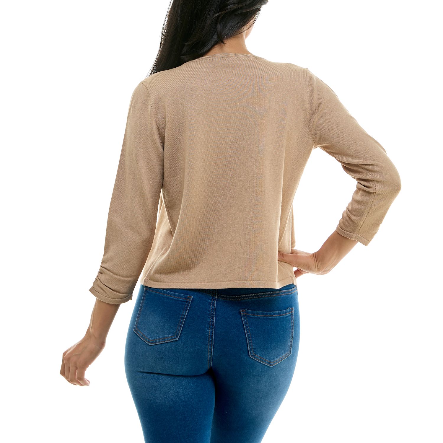 Womens Blue Cardigan 3/4 Sleeve Sweaters - Tops, Clothing