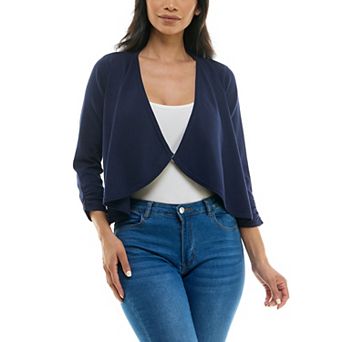 Women's Nina Leonard Shirred Cascading Front Long Sleeve Cardigan Sweater