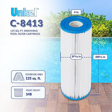 Unicel C-8413 Replacement 125 Sq Ft Swimming Pool Filter Cartridge, 148 Pleats