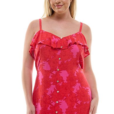 Juniors' Plus Size Lily Rose Button Front Maxi Dress