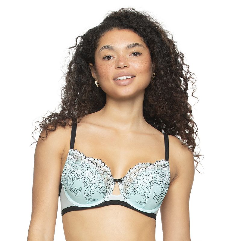 Paramour by Felina Aura Embroidered Tulle Overlay Contour Underwire Bra 125169, Women's, Size: 38 Ddd, Chiffon Blue