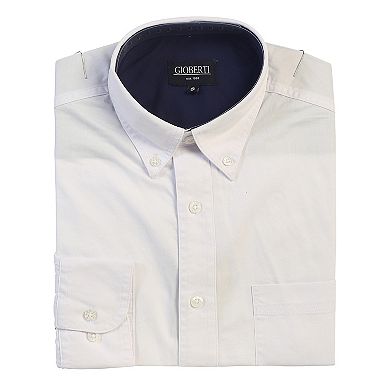 Gioberti Mens 100% Cotton Twill Oxford Shirt With Contrast