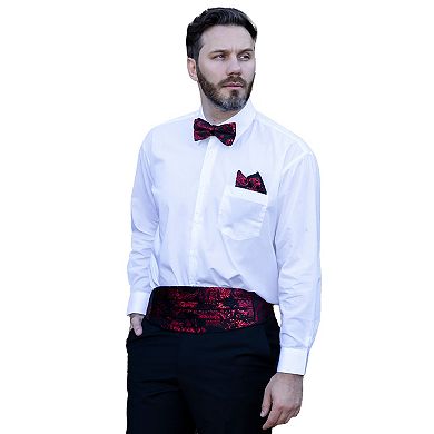 Gioberti Men's Adjustable Satin And Paisley Cummerbund Set