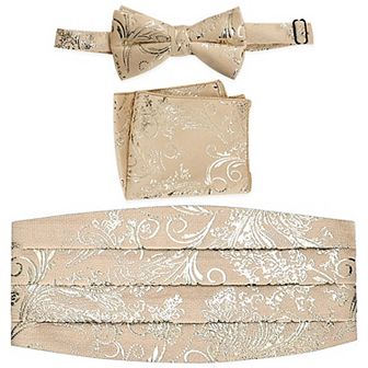 Gioberti Men's Adjustable Satin And Paisley Cummerbund Set