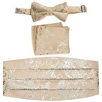 Gioberti Men's Adjustable Satin And Paisley Cummerbund Set