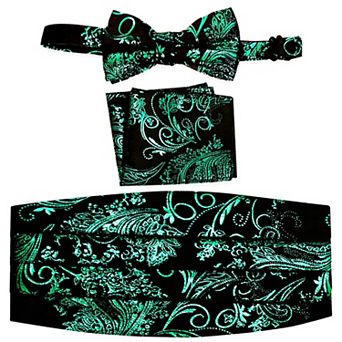 Gioberti Men's Adjustable Satin And Paisley Cummerbund Set