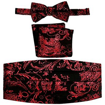 Gioberti Men's Adjustable Satin And Paisley Cummerbund Set