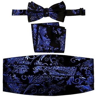 Gioberti Men's Adjustable Satin And Paisley Cummerbund Set