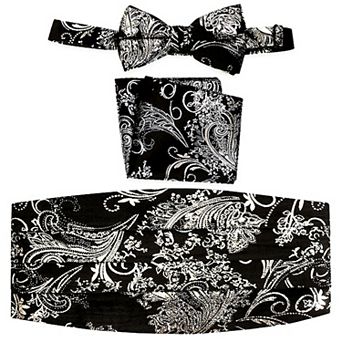 Gioberti Men's Adjustable Satin And Paisley Cummerbund Set
