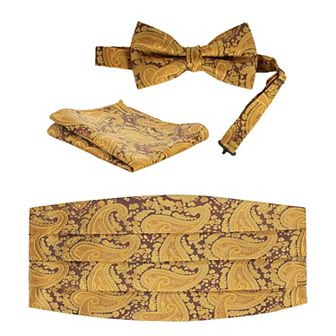 Gioberti Men's Adjustable Satin And Paisley Cummerbund Set