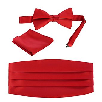 Gioberti Men's Adjustable Satin And Paisley Cummerbund Set