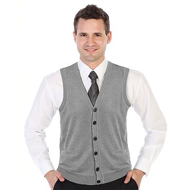 Gioberti Mens V-neck Button Down Knitted Cardigan Vest