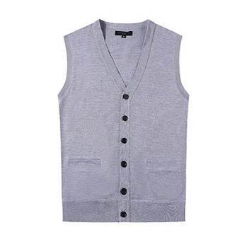 Gioberti Men's V-neck Button Down Knitted Cardigan Vest
