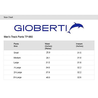 Gioberti Men's Track Running Sport Athletic Pants, Elastic Waist, Zip Bottom