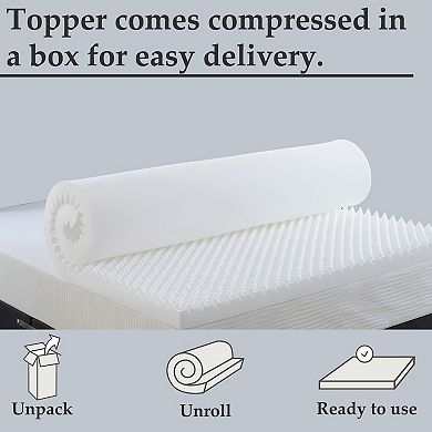 Continental Sleep, 1-inch Convoluted Foam Mattress Topper with Egg Shell Design, Breathable.