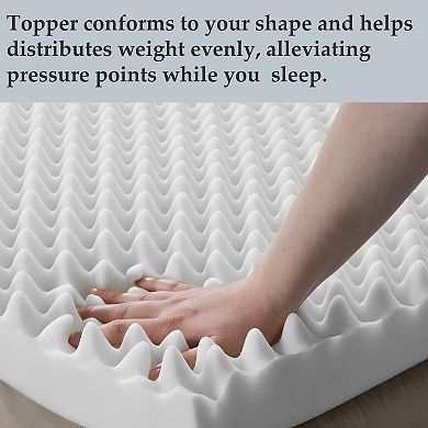 Continental Sleep, 1-inch Convoluted Foam Mattress Topper with Egg Shell Design, Breathable.