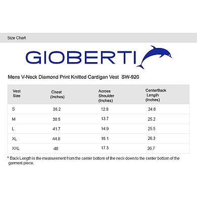 Gioberti Men's Super Soft Diamond Knitted Sleeveless Vest