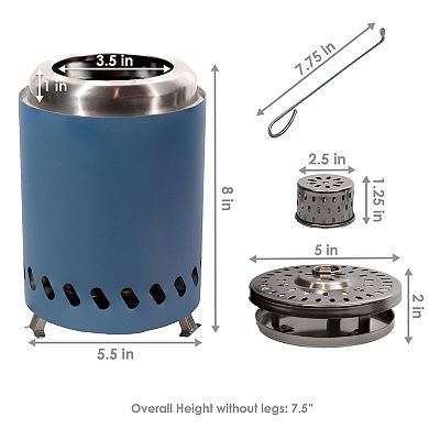Stainless Steel Tabletop Smokeless Fire Pit - 5.5" Diameter