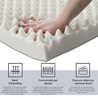 Continental Sleep, 3-inch Convoluted High Density Foam Mattress Topper.