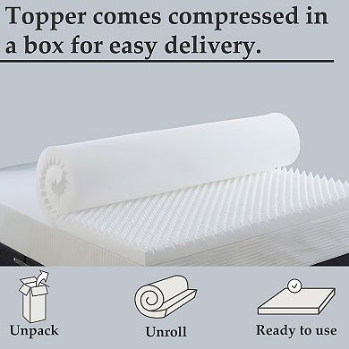 Continental Sleep, 2-inch Convoluted Foam Mattress Topper with Egg Shell Design, Breathable.