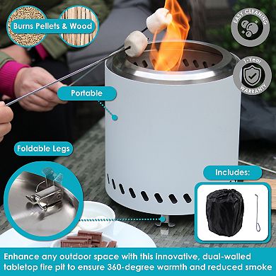 Stainless Steel Tabletop Smokeless Fire Pit - 9.5" Diameter