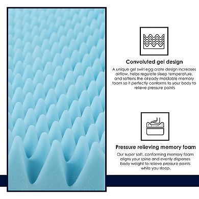 Continental Sleep, 1-inch Premium Convoluted Gel Memory Foam Toppers.