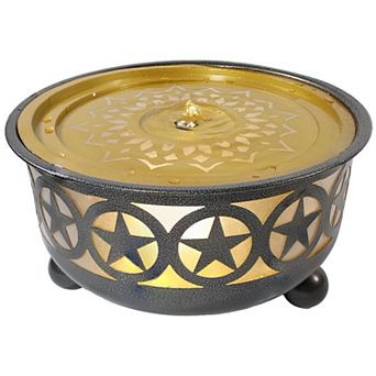 Sunnydaze 25.25" Round Galvanized Iron Outdoor Water Fountain with LEDs