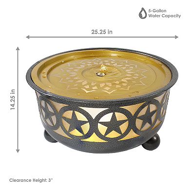 Sunnydaze All Star Galvanized Iron Outdoor Bowl Fountain With Led Lights