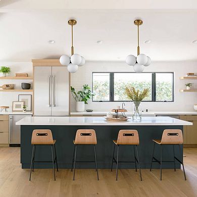 Flavia Mid-century 5 Light Gold Kitchen Island Pendant