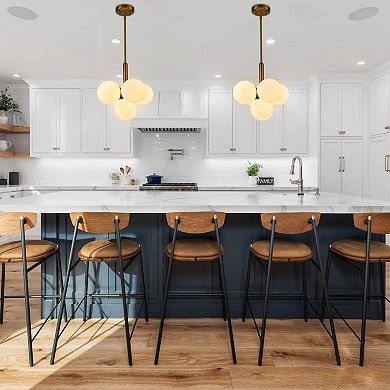 Flavia Mid-century 5 Light Gold Kitchen Island Pendant