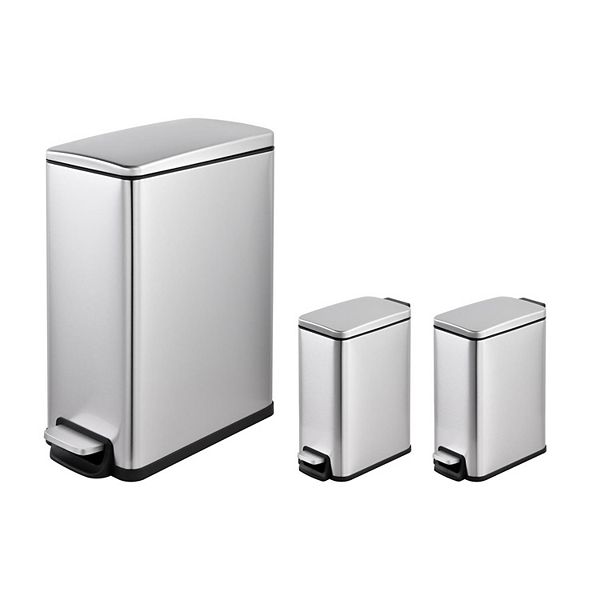 11.9 Gal./ 45 L + Two 1.6 Gal./6 L Rectangular Stepon Trash Can Set