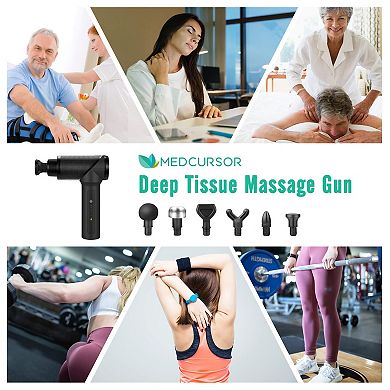 Medcursor Massager Gun, High Intensity Motor, Muscle Massager Gun with 5 Massage Heads, Black