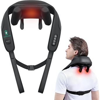 Nekteck Cordless Neck Massager, 4D 6 Massage Nodes Deep Tissue Kneading for Pain Relief (Black)