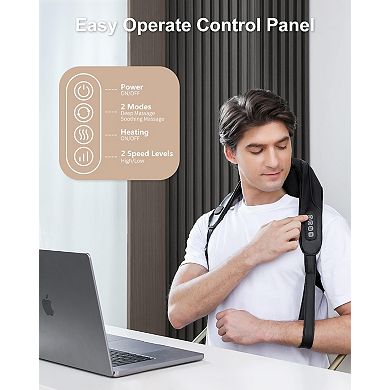 Medcursor Cordless Neck Massager, 4D 6 Massage Nodes Deep Tissue Kneading for Pain Relief (Black)