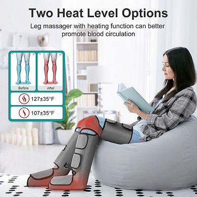 Nekteck Leg Massager for Circulation and Pain Relief, Air Compression Foot Calf Massager with Heat