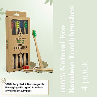 Pursonic 100% Natural Eco Bamboo Toothbrushes (4 pack)