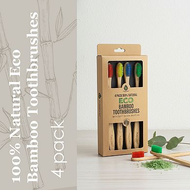 Pursonic 100% Natural Eco Bamboo Toothbrushes (4 pack)