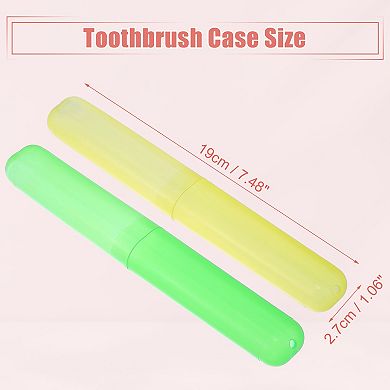 2 Pcs Plastic Toothbrush Holders Case For Travel 7.48"x1.06"