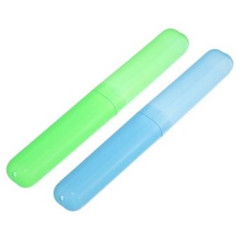 2 pc Plastic Toothbrush Holders Case For Travel 7.48"x1.06"