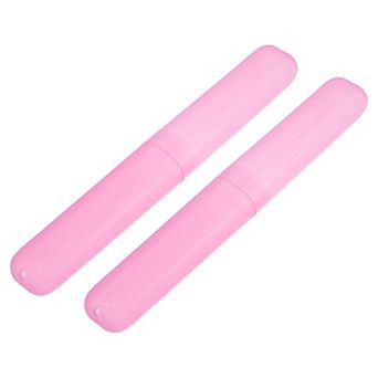 2 pc Plastic Toothbrush Holders Case For Travel 7.48"x1.06"