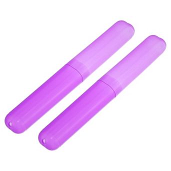 2 pc Plastic Toothbrush Holders Case For Travel 7.48"x1.06"