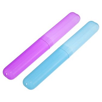 2 pc Plastic Toothbrush Holders Case For Travel 7.48"x1.06"
