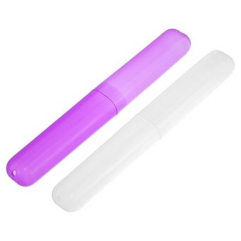 2 pc Plastic Toothbrush Holders Case For Travel 7.48"x1.06"