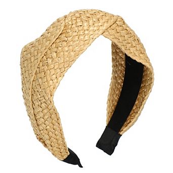 1 pc Straw Cross Headband Fashion Hairband For Woman Non Slip Khaki