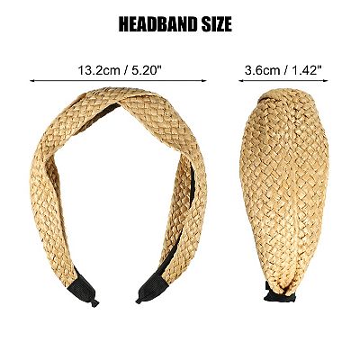 1 Pcs Straw Cross Headband Fashion Hairband For Woman Non Slip Khaki